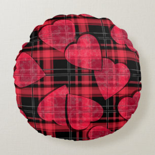 Love plaid round pillow