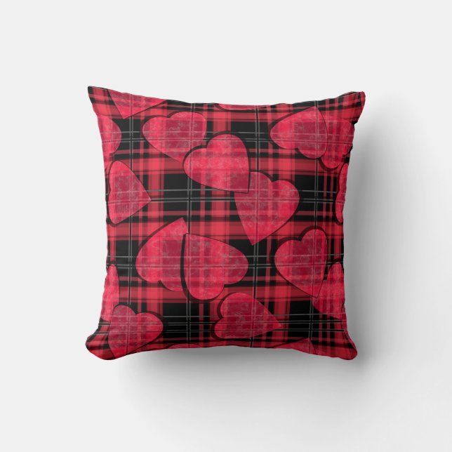 Love plaid throw pillow (Front)