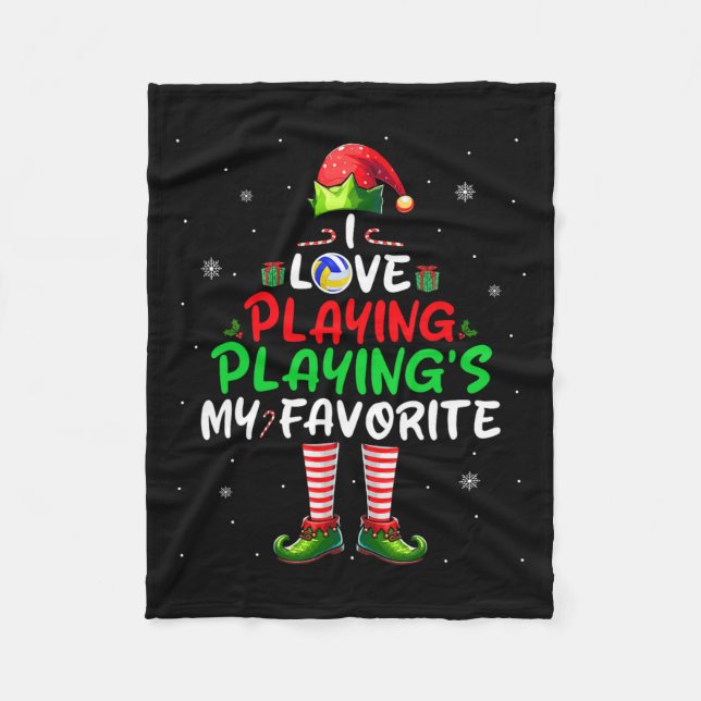 Love Playing Playing's My Favorite Xmas Volleyball Fleece Blanket (Front)