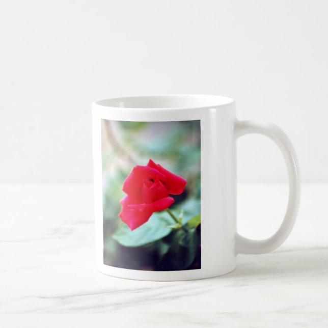 Love Poem and Red Rose Bud Coffee Mug (Right)