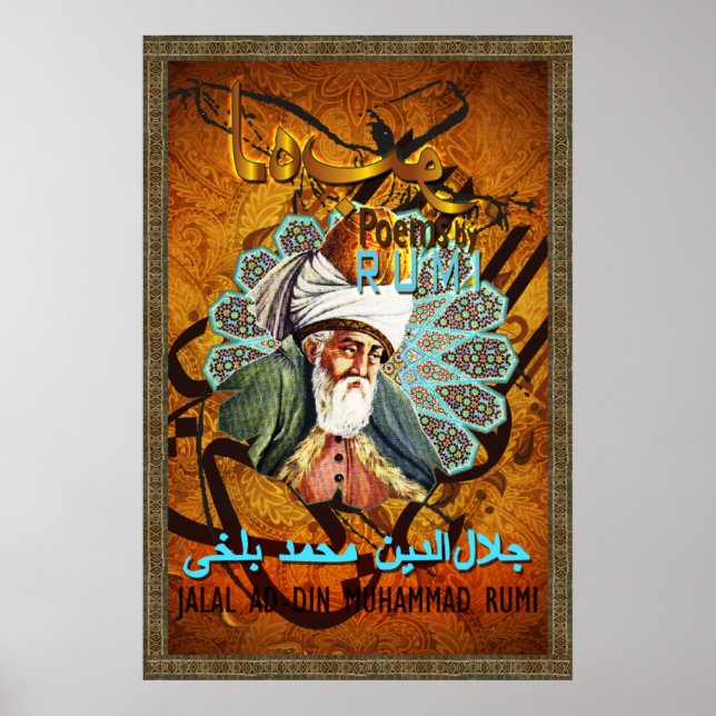 Love poems by RUMI - Poster gold, rug, yellow (Front)