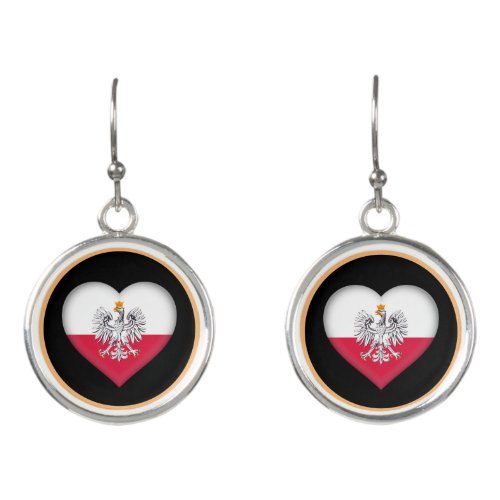 Love Poland  Eagle Polish flag fashion heart Earrings