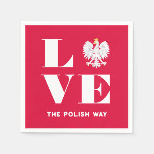 Love Poland Polish Polska White Eagle Custom Text Napkins