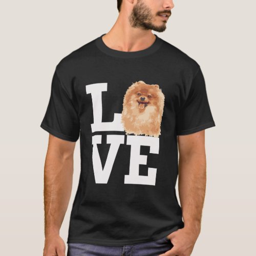 Love Pomeranian Dog Cute Pomeranian Furry Dog Face T_Shirt