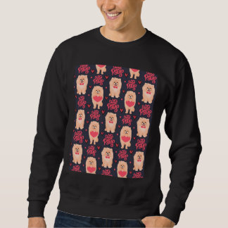 Love Pomeranian Dog Pattern Graphic Sweatshirt