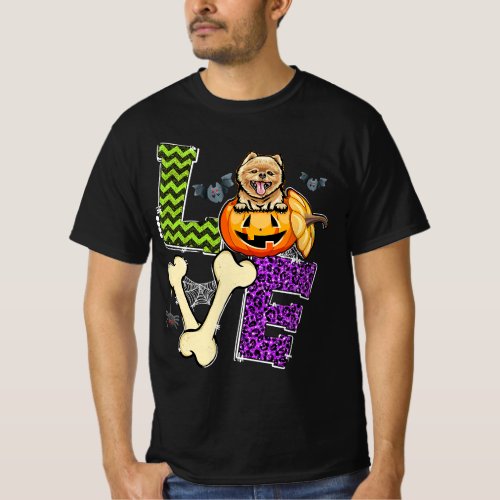 love pomeranian pumpkin halloween costume  T_Shirt