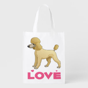 Love Poodle Puppy Dog Cartoon Grocery Tote Bag