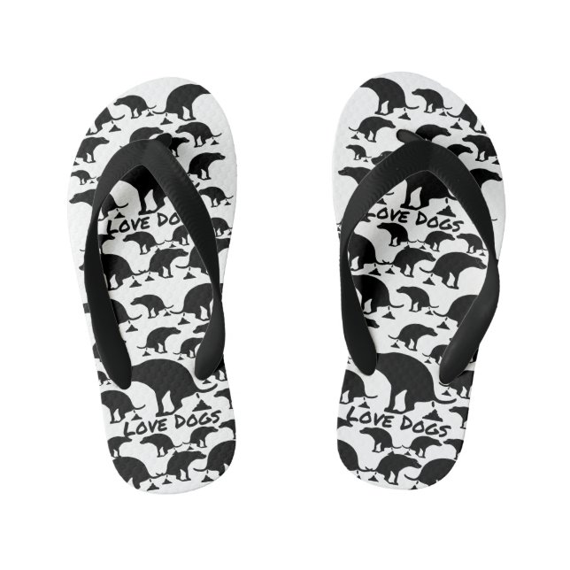 Love Pooping Dogs Kid's Flip Flops (Footbed)