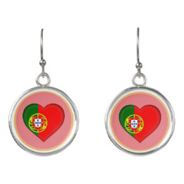 Love Portugal, Portuguese flag fashion heart/sport Earrings