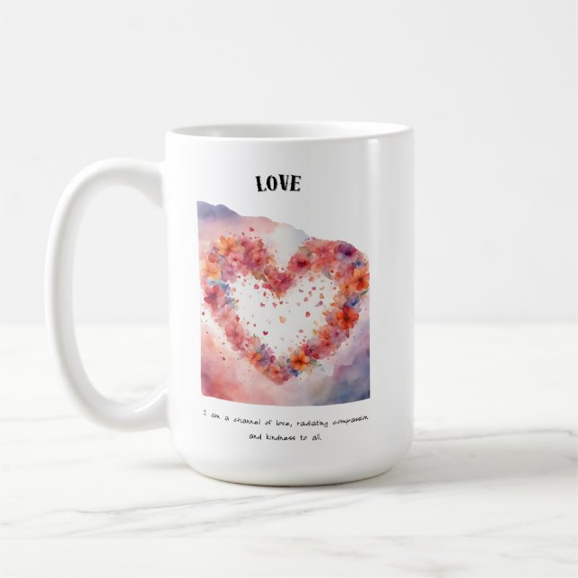 Love Positive Affirmation Card Coffee Mug (Left)