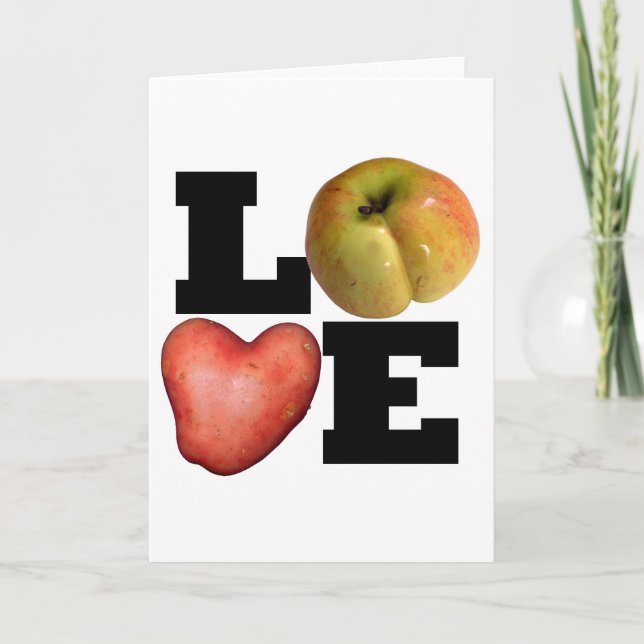 LOVE Potato Apple Valentine's Day Greeting Holiday Card (Front)