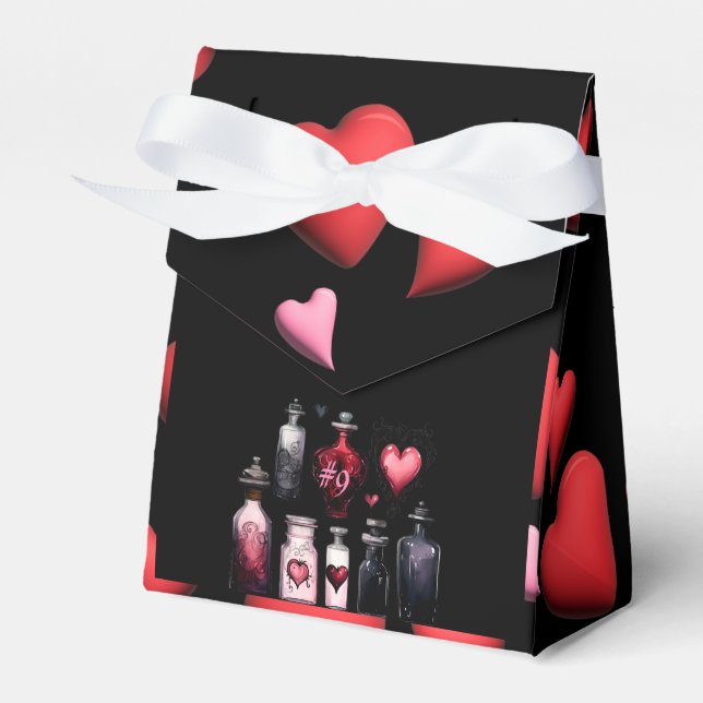 "Love Potion #9" with Hearts Favor Boxes (Front Side)