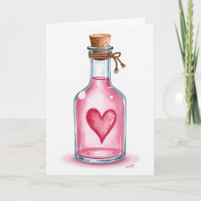 Love Potion Bottle Heart Card (Front)