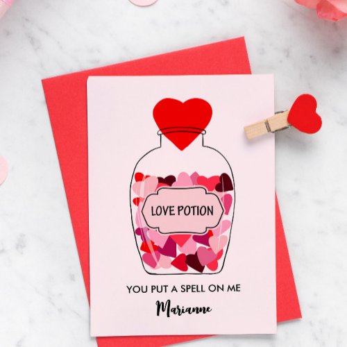 Love Potion Bottle of Hearts Custom Valentine Holiday Card