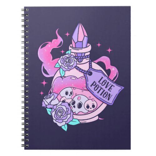 Love Potion Cute Pink Halloween Potion Bottle Notebook