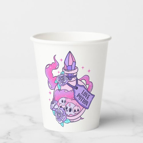 Love Potion Cute Pink Halloween Potion Bottle Paper Cups