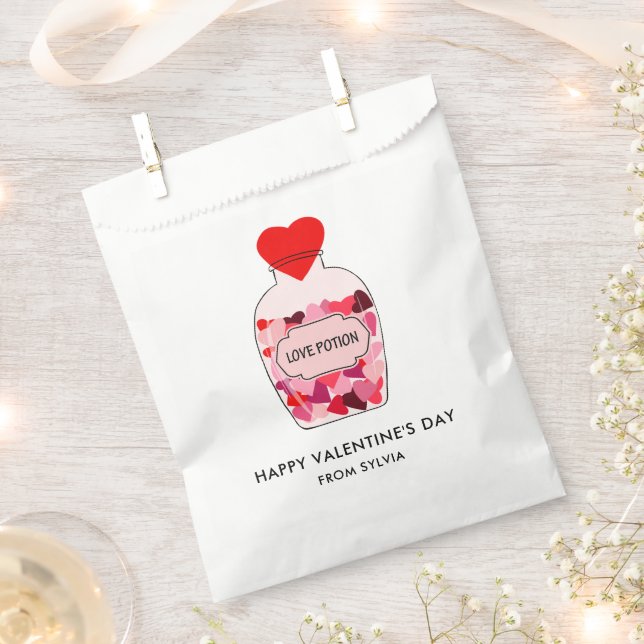 Love Potion Happy Valentine's Day Personalized Favor Bag (Clipped)