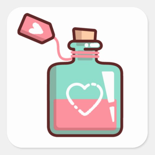 Love Potion Hearts Bottle Square Sticker