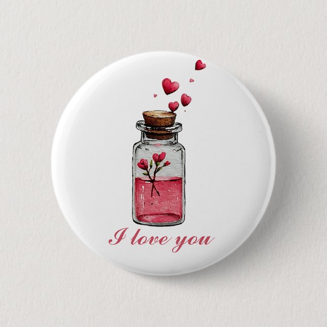 Love Potion in a Bottle Postcard Button (Front)