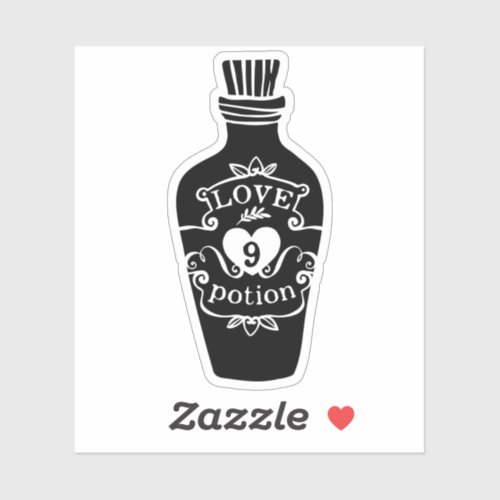 Love potion number 9 bottle vintage black graphic sticker