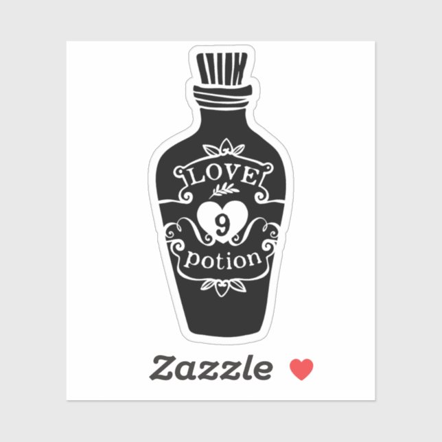 Love potion number 9 bottle vintage black graphic sticker (Sheet)