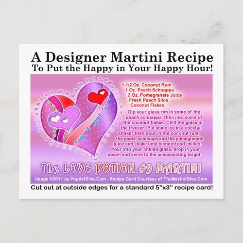 Love Potion Number Nine Valentine Martini Recipe P Holiday Postcard