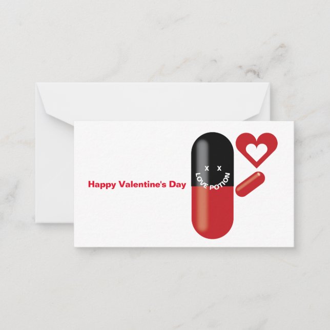 Love Potion Pill Happy Valentine's Day Note Card (Front)