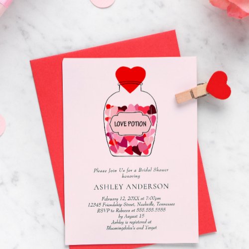 Love Potion Valentine Theme Bridal Shower Invitation