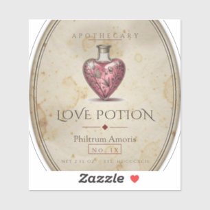 Love Potion Vintage Apothecary Label Sticker