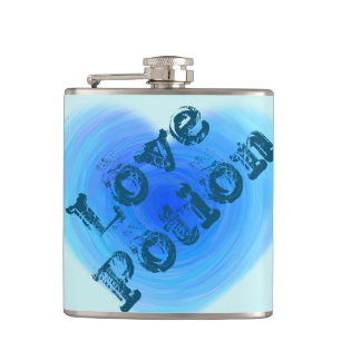 Love Potion Watercolor Heart Funny Alcohol Humor Hip Flask