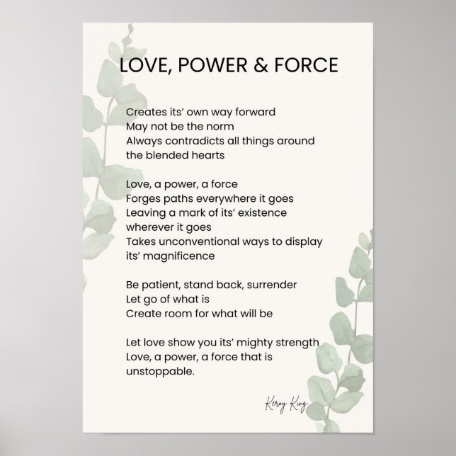 Love, Power, Force Poem Poetry  Poster (Front)