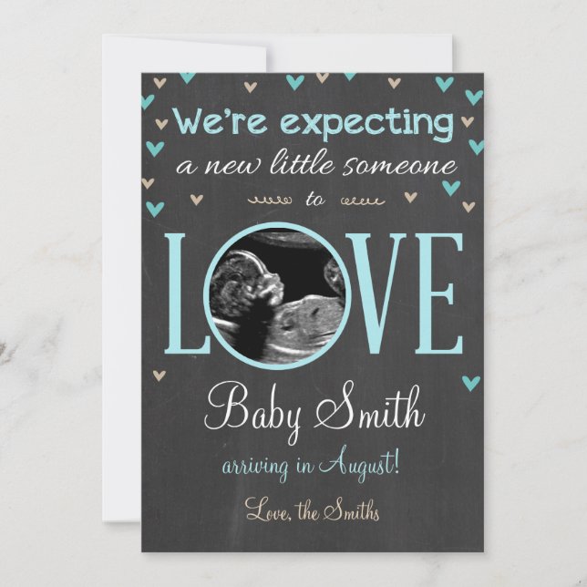 Love Pregnancy Announcement Ultrasound Blue Boy (Front)