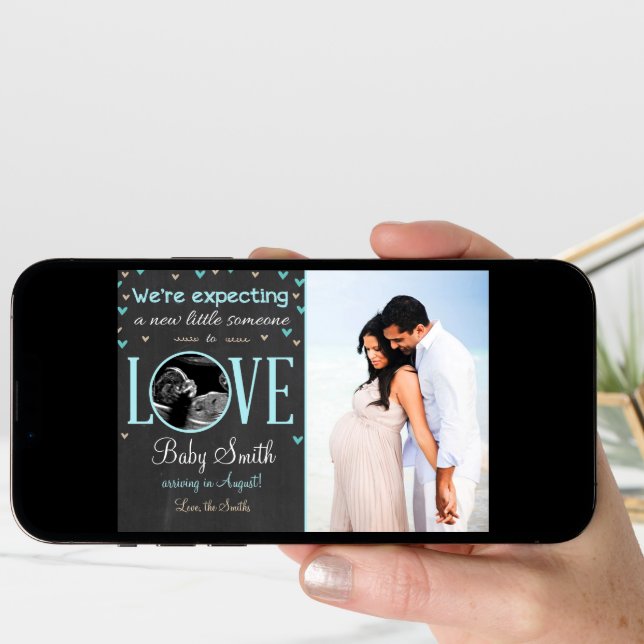 Love Pregnancy Announcement Ultrasound Blue Boy (Front Digital)