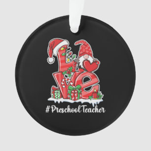 Love Preschool Teacher Gnome Christmas Pajamas Ornament