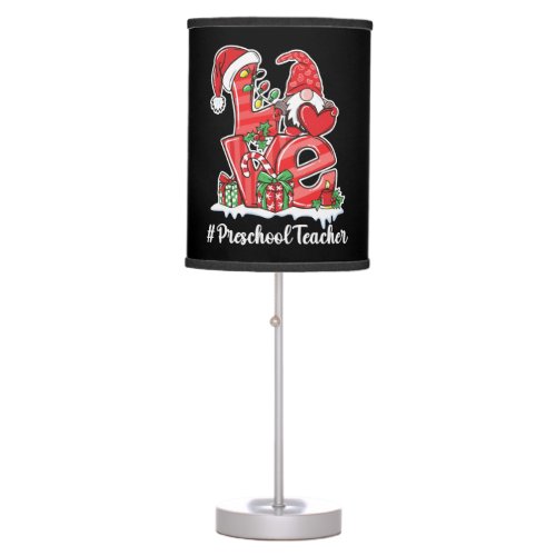 Love Preschool Teacher Gnome Christmas Pajamas Table Lamp