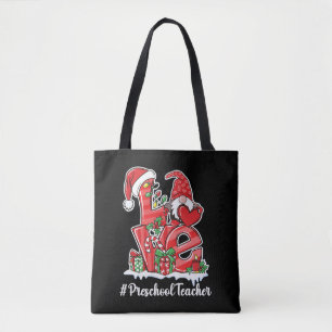 Love Preschool Teacher Gnome Christmas Pajamas Tote Bag