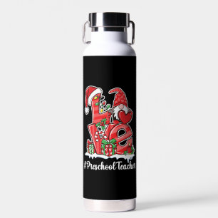 Love Preschool Teacher Gnome Christmas Pajamas Water Bottle