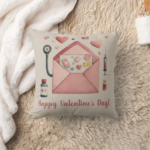 Love Prescription Valentine Design Postcard Throw Pillow