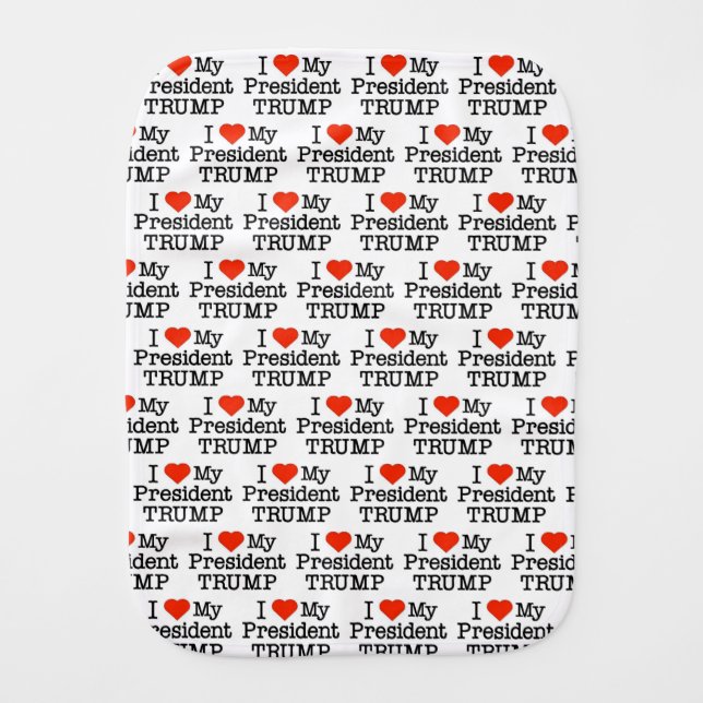 Love President Trump Baby Burp Cloth (Front)