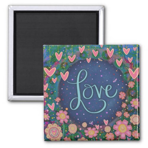 Love Pretty Floral Heart Trendy Inspirational Cute Magnet
