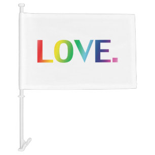 Love, pride lgbt lgbtq gay queer rainbow colors car flag