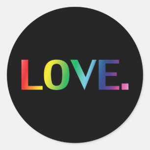 Love, pride lgbt lgbtq rainbow colors black classic round sticker