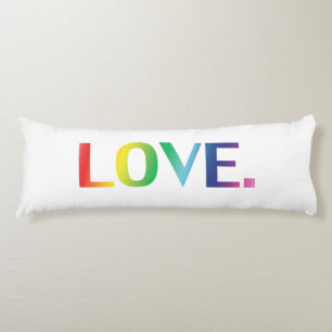 Love, pride lgbt lgbtq rainbow colors white body pillow