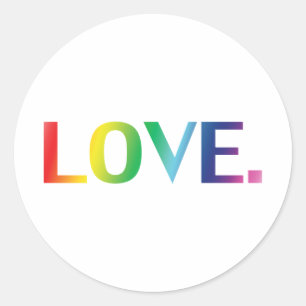 Love, pride lgbt lgbtq rainbow colors white classic round sticker