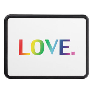 Love, pride lgbt lgbtq rainbow colors white hitch cover