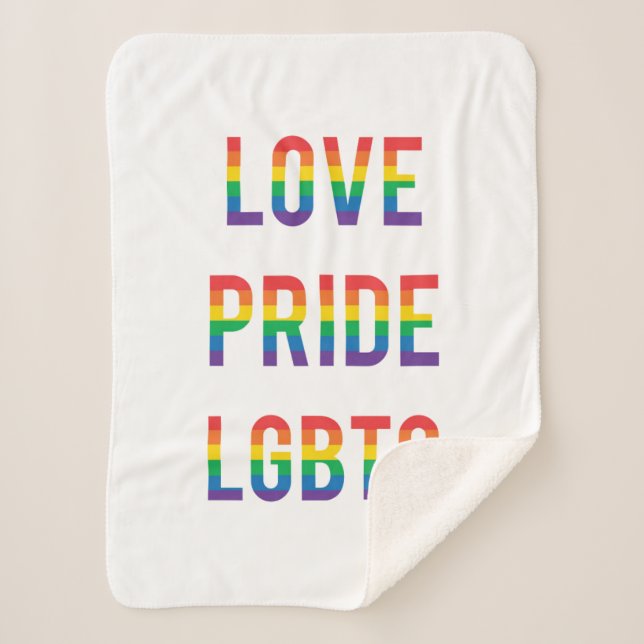 Love Pride LGBTQ Sherpa Blanket (Front)