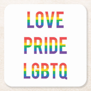 Love Pride LGBTQ Square Paper Coaster