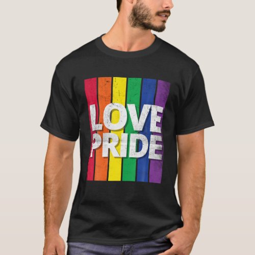 Love Pride LGTB Awareness Month Distressed Vintage T_Shirt