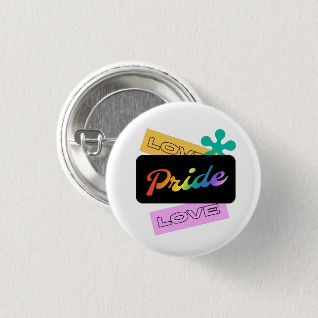 Love pride love. LGBT+pride. Rainbow  Button (Front & Back)