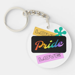 Love pride love. LGBT+pride. Rainbow Keychain